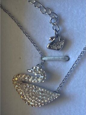 Swarovski Silver Swan Crystal Necklace with Charm